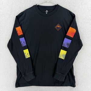Converse Shirt Mens XL Black Long Sleeve Mountain Graphic Tee T-Shirt